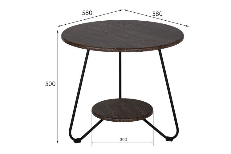 Стол журнальный BeautyStyle 38 дуб шоле коричневый/черный-15