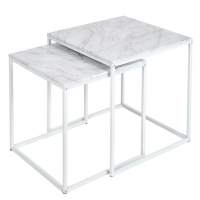 Стол журнальный МеталлАрт М002 белый мрамор/белый в гостиную