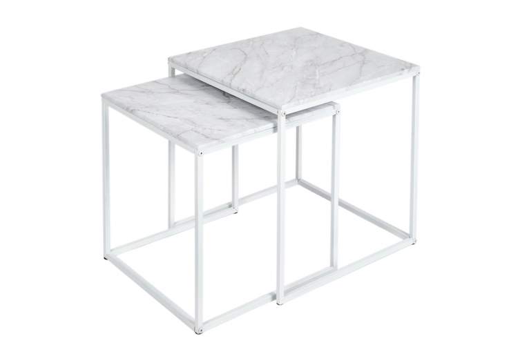 Стол журнальный МеталлАрт М002 белый мрамор/белый