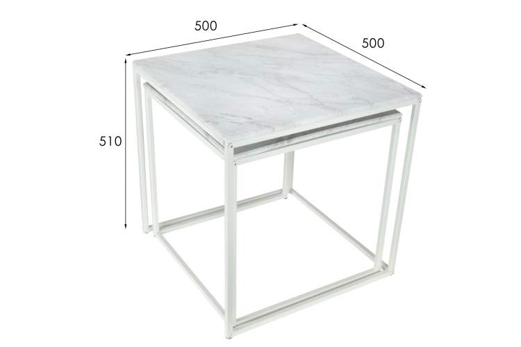 Стол журнальный МеталлАрт М002 белый мрамор/белый-16