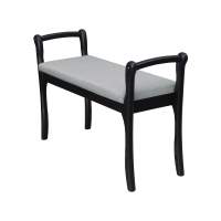 Скамья для прихожей с подлокотниками мягкая, ткань серый, каркас венге