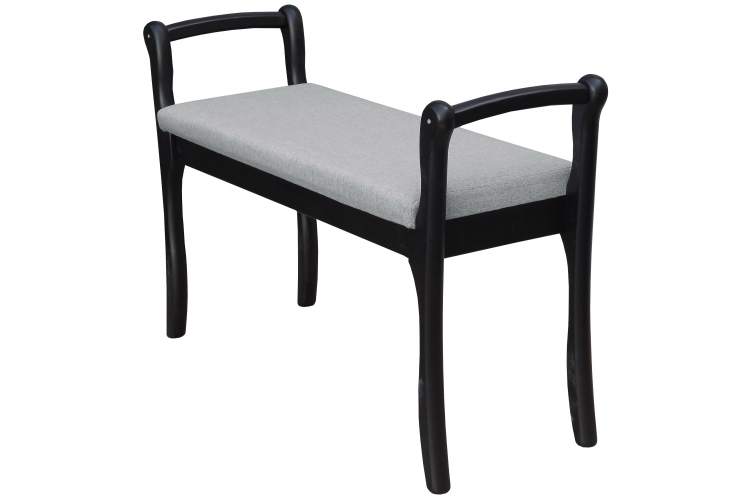 Скамья для прихожей с подлокотниками мягкая, ткань серый, каркас венге