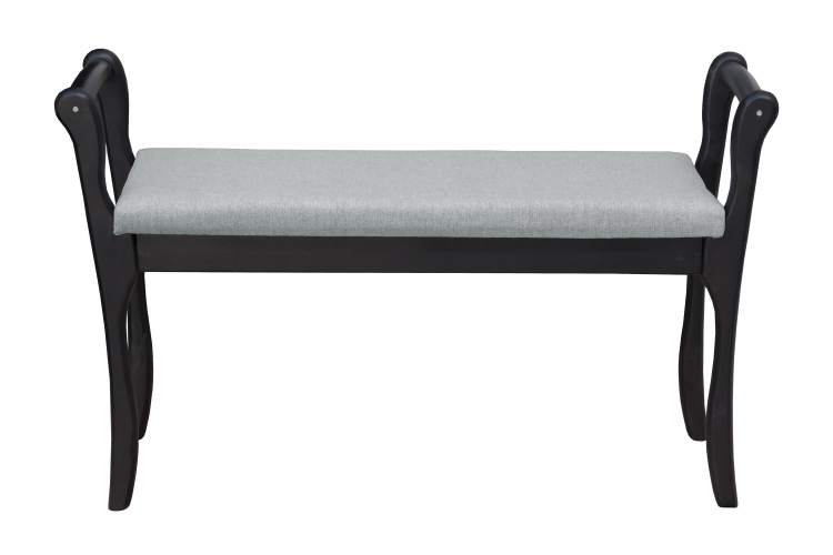 Скамья для прихожей с подлокотниками мягкая, ткань серый, каркас венге-2