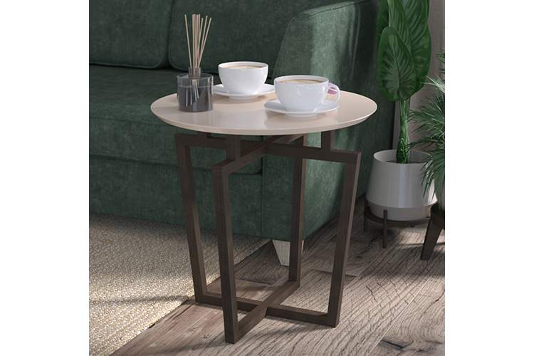 Стол журнальный Рилле 440 эмаль бежевый/темный кофе-3