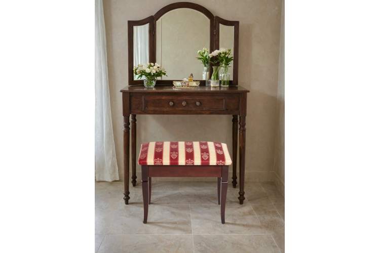 Банкетка Ретро М с ящиком средне-коричневый, ткань полоса бордо-6