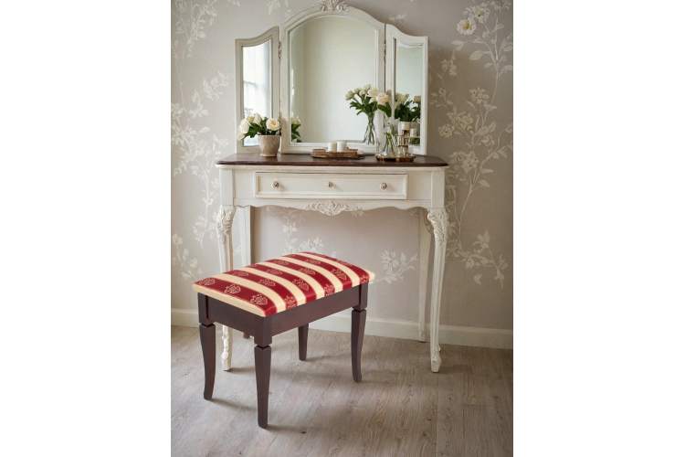 Банкетка Ретро М с ящиком средне-коричневый, ткань полоса бордо-7