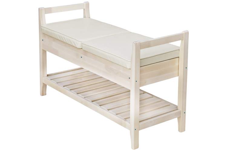 Скамья для прихожей Н с ящиком, экокожа крем, каркас лак