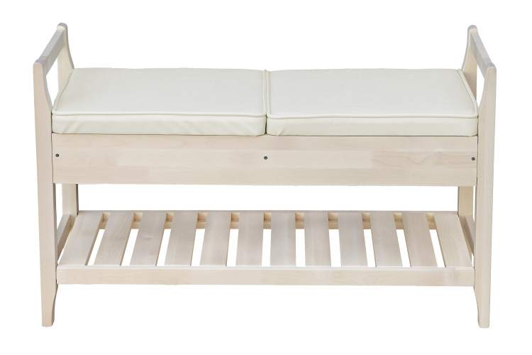 Скамья для прихожей Н с ящиком, экокожа крем, каркас лак-1