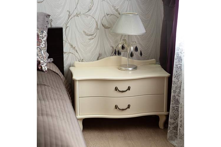 Тумбочка Джульетта широкая 2 ящика дуб шампань Л-9