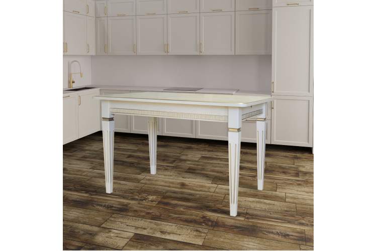 Стол обеденный Васко В 87Н слоновая кость/золото 150/200*90-2