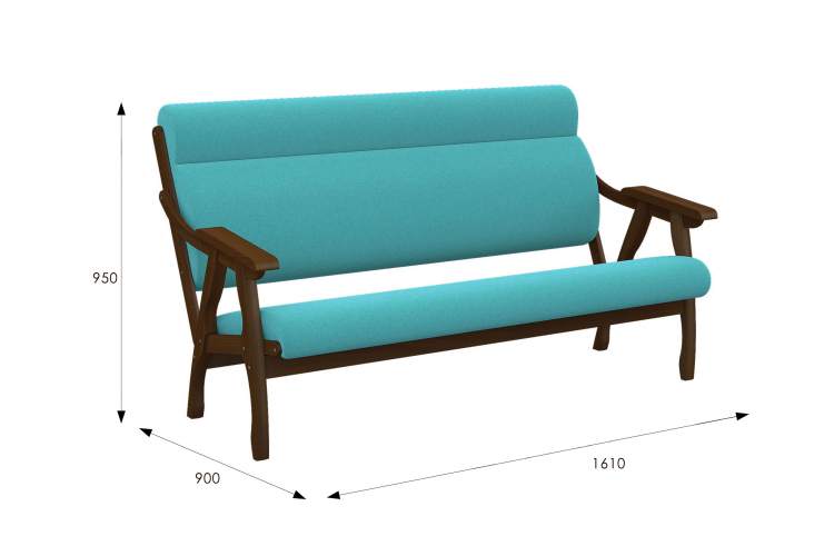 Диван Вега 10 ткань бирюза, каркас орех-5