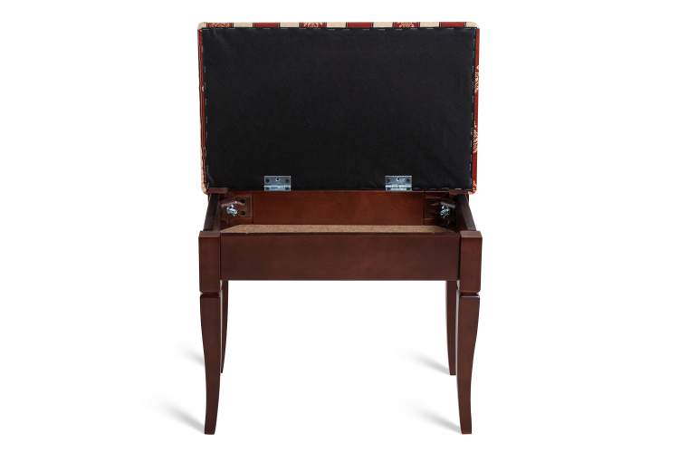 Банкетка Ретро М с ящиком средне-коричневый, ткань полоса бордо-5