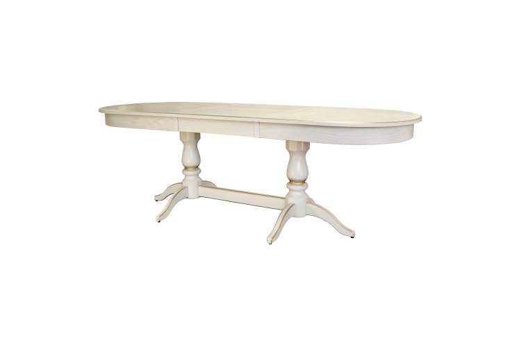 Стол обеденный Тарун 3 раздвижной слоновая кость/золото 150/200*84-1