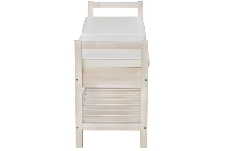 Скамья для прихожей Н с ящиком, экокожа крем, каркас лак-2