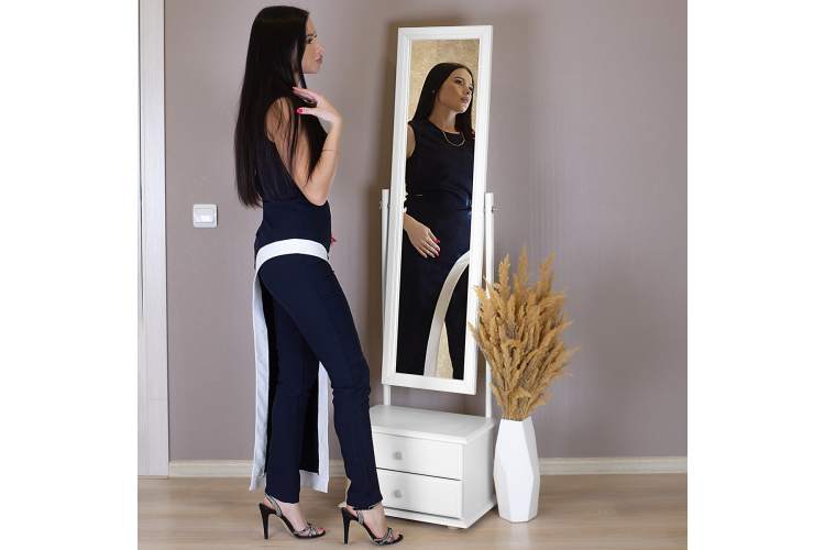 Зеркало с тумбой Селена белый 151 см х 46 см-10
