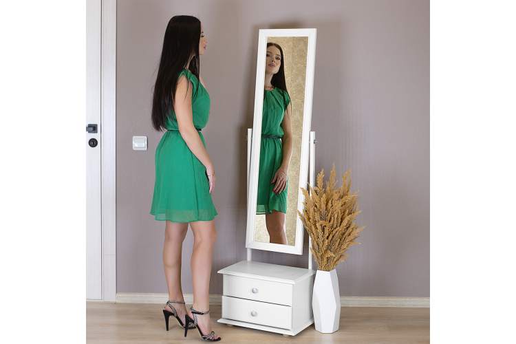Зеркало с тумбой Селена белый 151 см х 46 см-11