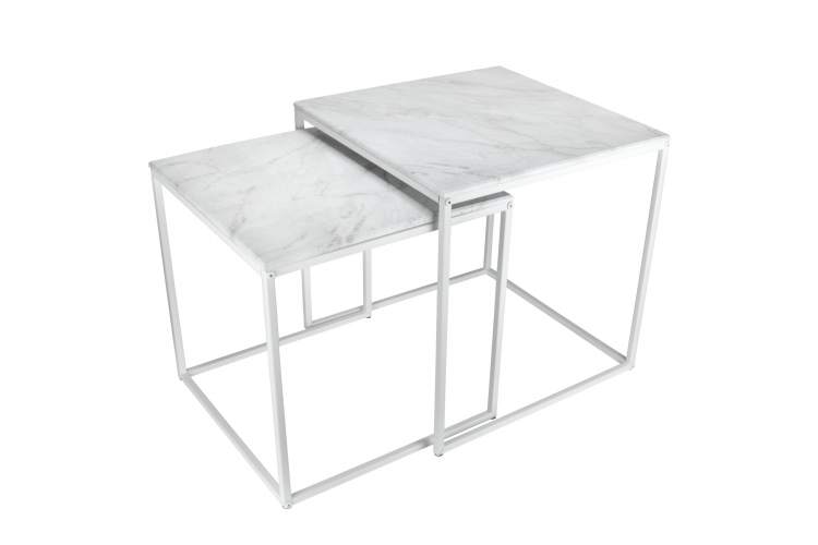 Стол журнальный МеталлАрт М002 белый мрамор/белый-1