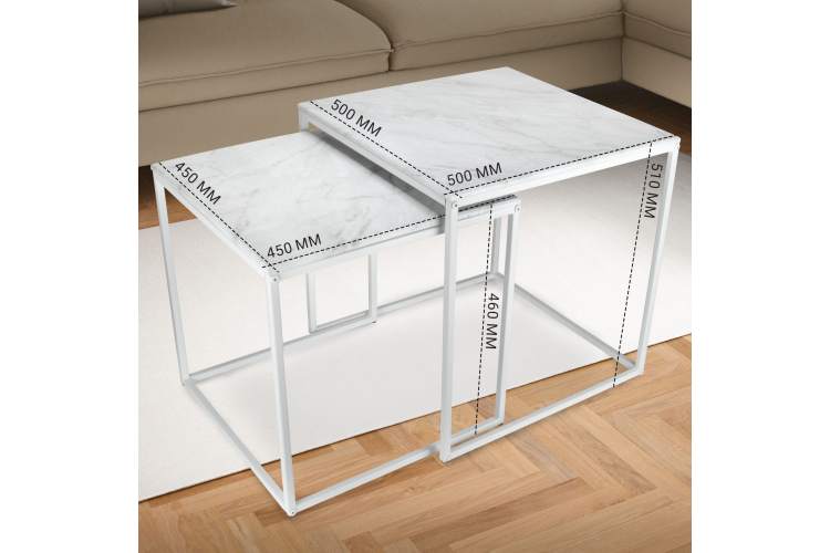 Стол журнальный МеталлАрт М002 белый мрамор/белый-15