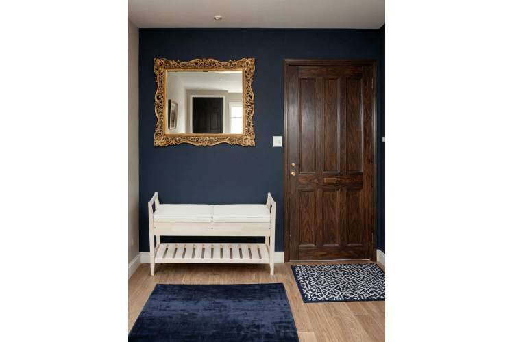 Скамья для прихожей Н с ящиком, экокожа крем, каркас лак-3