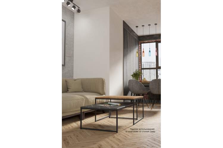 Стол журнальный Инсайд черный мрамор/черный-5