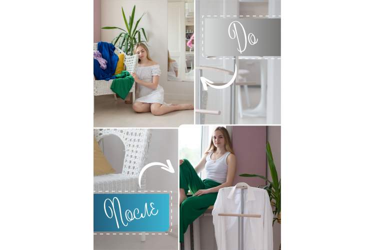 Вешалка костюмная Дэви 2 металлик/дуб сонома-12