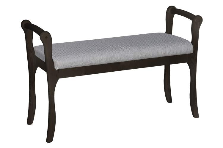 Скамья для прихожей с подлокотниками мягкая, ткань серый, каркас венге-1