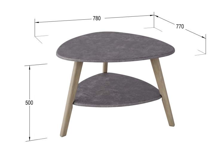 Стол журнальный Бруклин серый бетон/дуб сонома-1