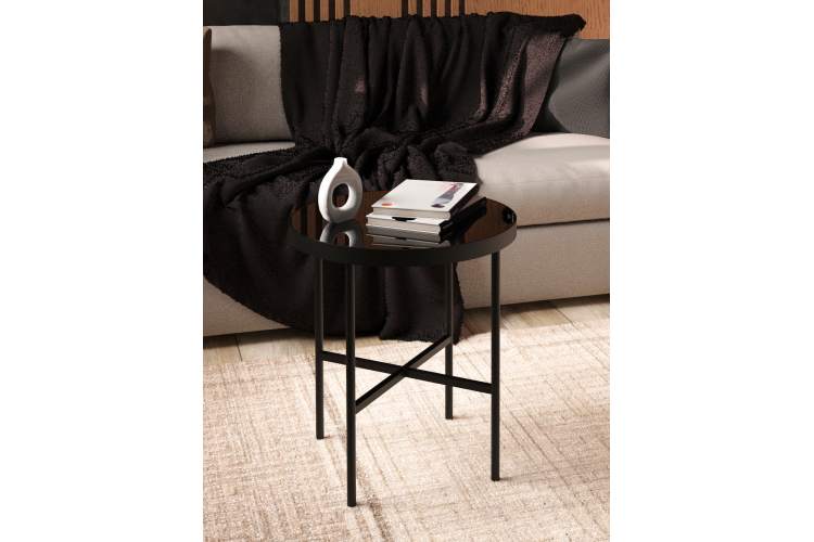 Стол журнальный МеталлАрт М011 МАЛЫЙ стемалит черный/черный-3