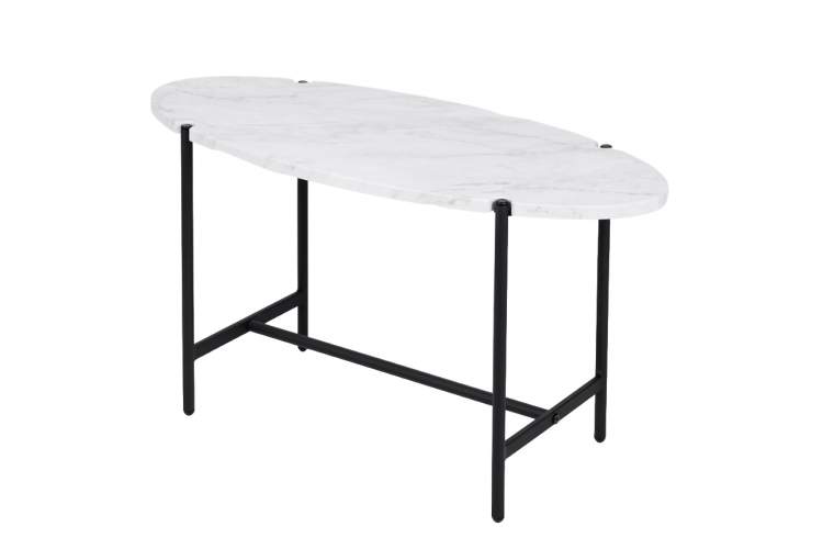 Стол журнальный МеталлАрт М025 белый мрамор/черный