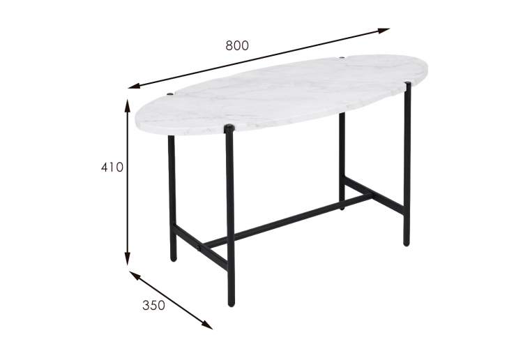 Стол журнальный МеталлАрт М025 белый мрамор/черный-12