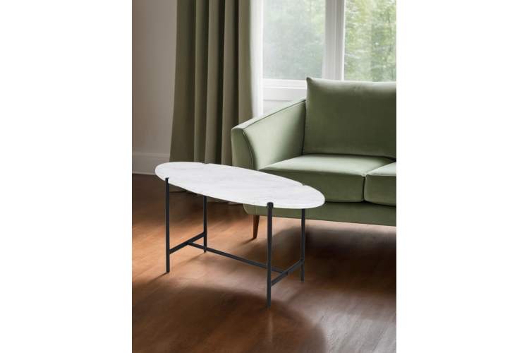 Стол журнальный МеталлАрт М025 белый мрамор/черный-8