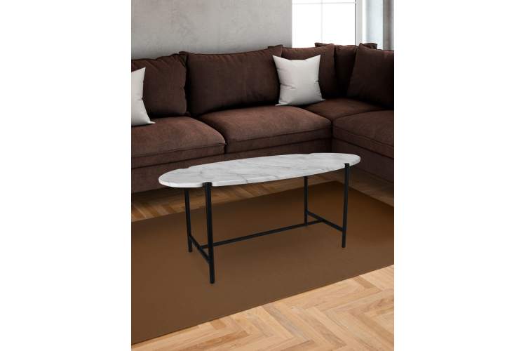 Стол журнальный МеталлАрт М025 белый мрамор/черный-9