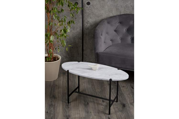 Стол журнальный МеталлАрт М025 белый мрамор/черный-10