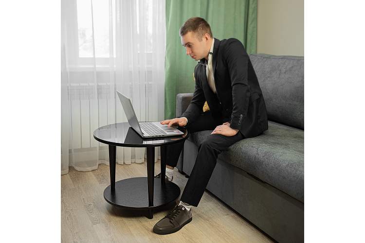 Стол журнальный BeautyStyle 10 венге/стекло черное-8