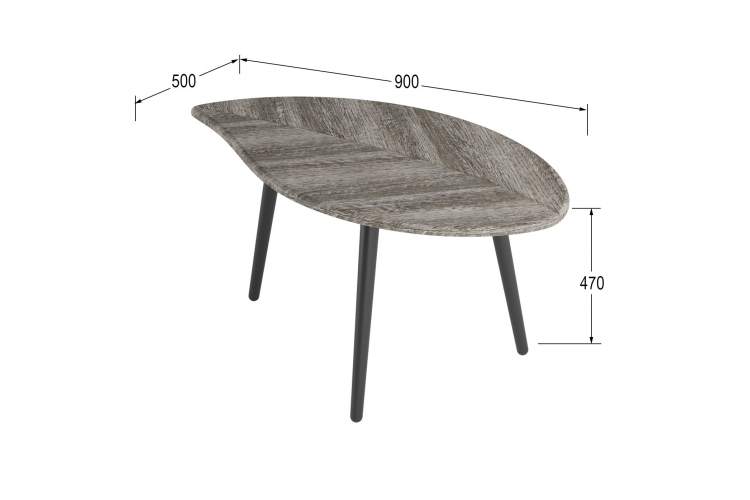 Стол журнальный Берли (12 мм) дуб графит/чёрный-2