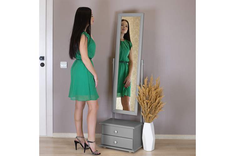 Зеркало с тумбой Селена серый 151 см х 46 см-6