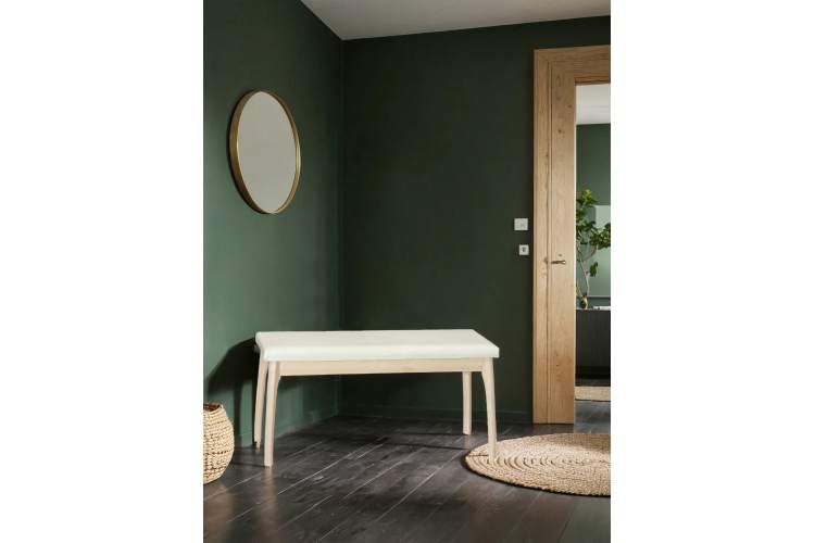 Скамья для прихожей мягкая, экокожа крем, каркас лак-3