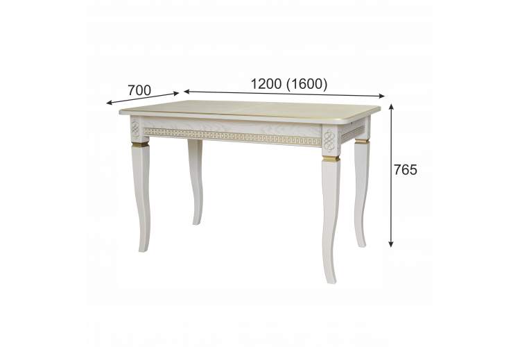 Стол обеденный Фидея 3 слоновая кость/золото 120/160*70-3
