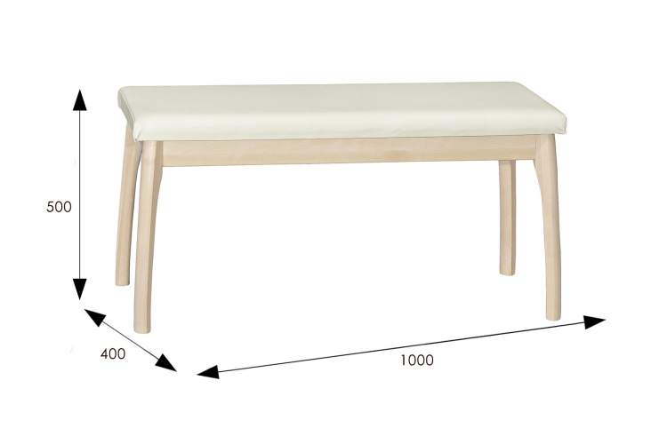 Скамья для прихожей мягкая, экокожа крем, каркас лак-4