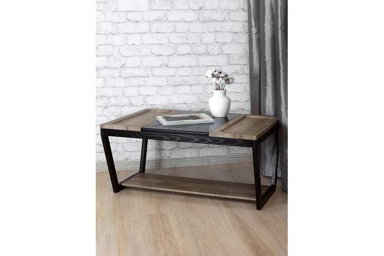 Стол журнальный BeautyStyle 33 дуб крымский состаренный/венге/стекло черное-8