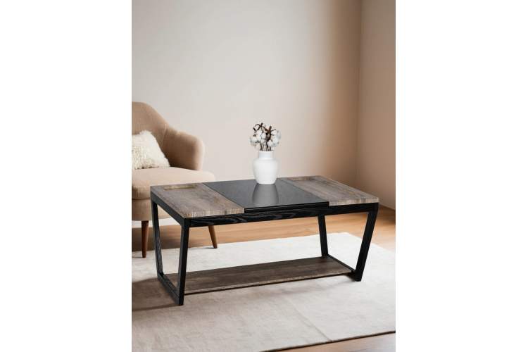 Стол журнальный BeautyStyle 33 дуб крымский состаренный/венге/стекло черное-10