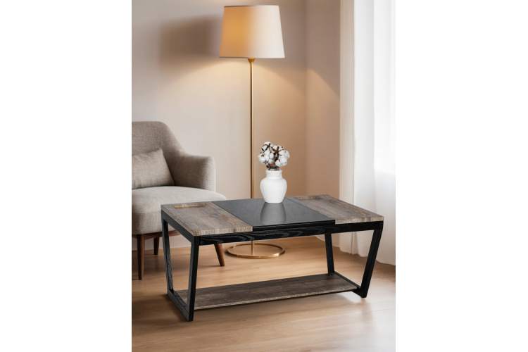 Стол журнальный BeautyStyle 33 дуб крымский состаренный/венге/стекло черное-12