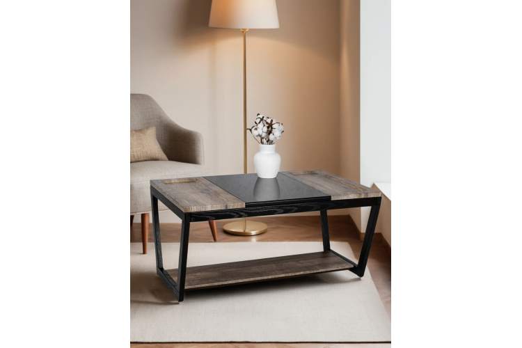 Стол журнальный BeautyStyle 33 дуб крымский состаренный/венге/стекло черное-13