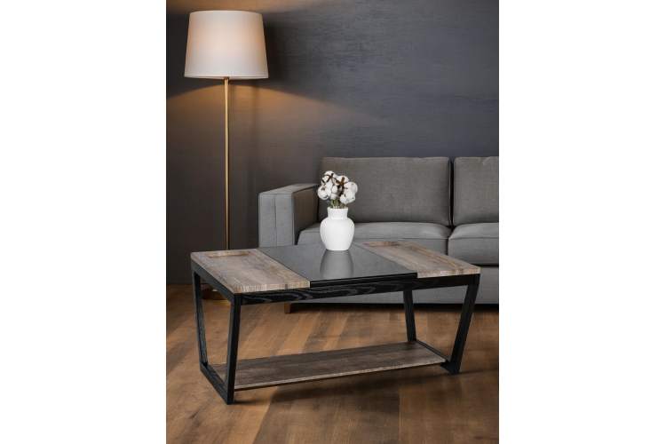 Стол журнальный BeautyStyle 33 дуб крымский состаренный/венге/стекло черное-15