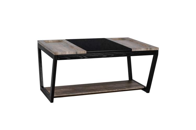 Стол журнальный BeautyStyle 33 дуб крымский состаренный/венге/стекло черное