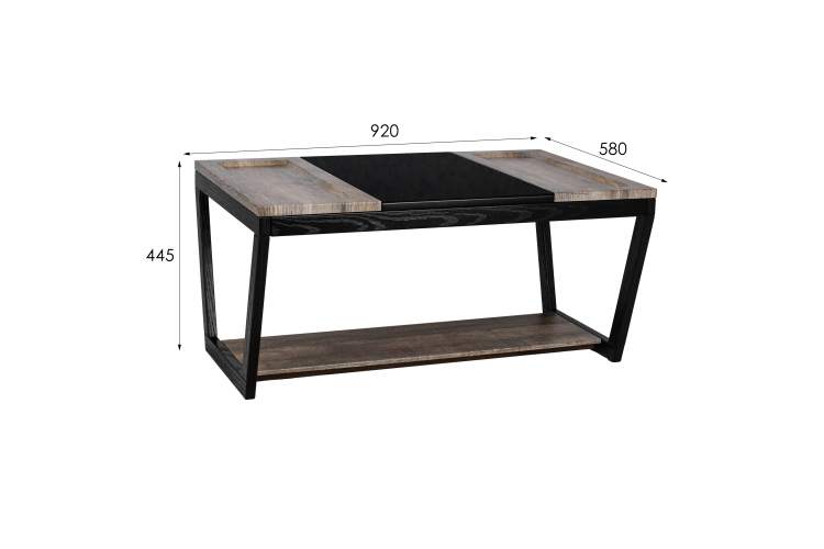 Стол журнальный BeautyStyle 33 дуб крымский состаренный/венге/стекло черное-17