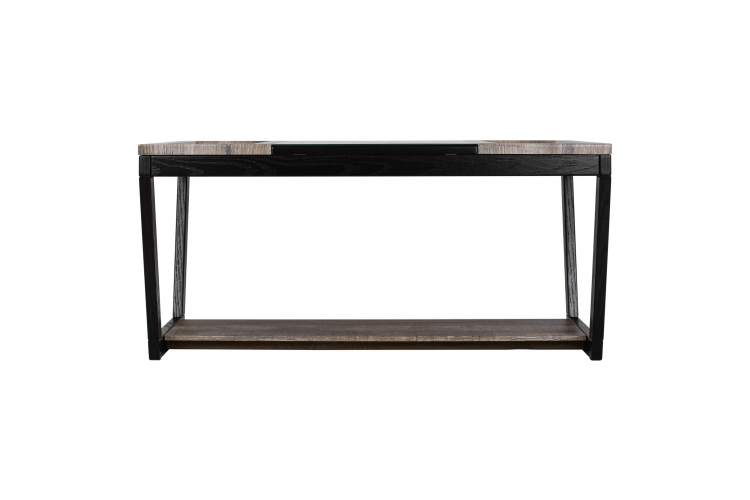 Стол журнальный BeautyStyle 33 дуб крымский состаренный/венге/стекло черное-2