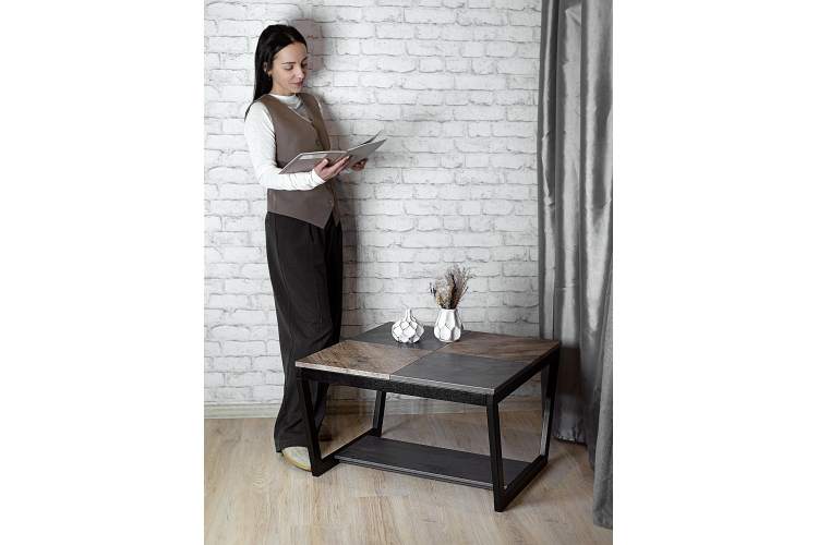 Стол журнальный BeautyStyle 32 дуб крымский состаренный/серый бетон/венге-12