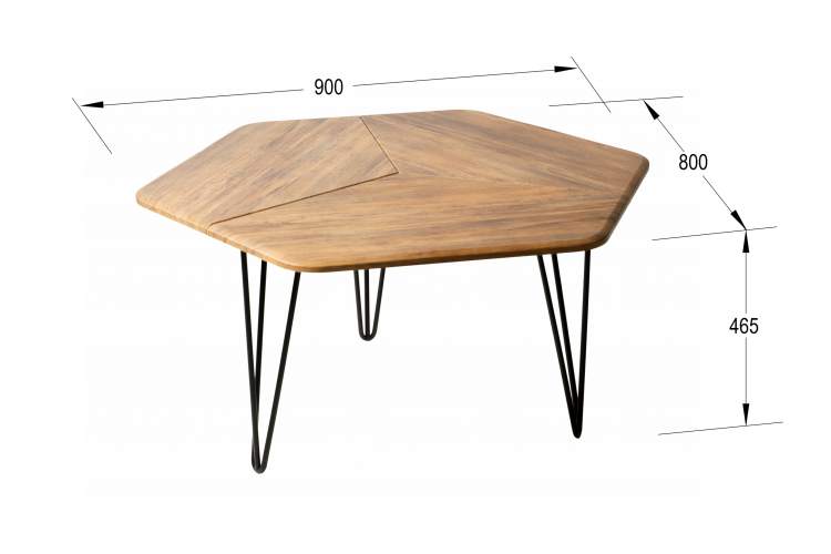 Стол журнальный Олдем дуб американский/чёрный-4