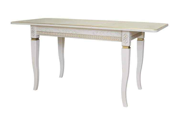 Стол обеденный Фидея 3 слоновая кость/золото 120/160*70-1